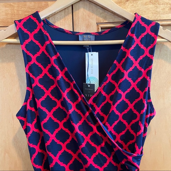 Mix by 41 Hawthorn Kassidy wrap dress navy pink Stitch Fix - Picture 2 of 6